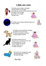 English Worksheet: A Baby and a Sock