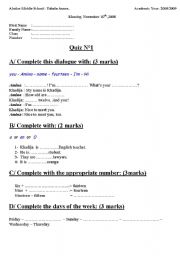 English Worksheet: quiz
