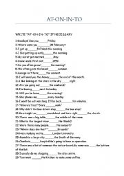 English Worksheet: PREPOSITIONS(IN-ON-AT-TO)