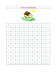 English Worksheet: House & Furniture Maze