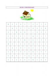 English worksheet: House & Furniture Maze