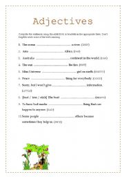 English worksheet: Adjectives