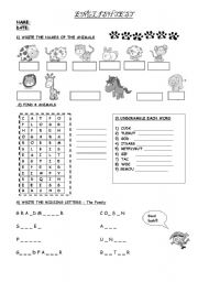 English Worksheet: animals and the family