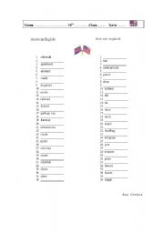 English Worksheet: American English and British English