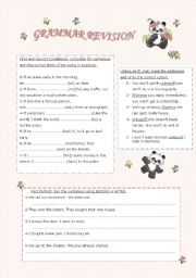 English Worksheet: grammar revision:first and second conditional,past perfect, passive voice,can-be able to tenses