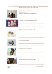 English worksheet: There be - prepositions of place and animals