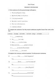 English Worksheet: present simple and continuous exam