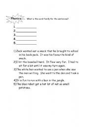 English worksheet: What is the word family?