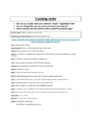 English worksheet: cooking verbs and utensils conversation