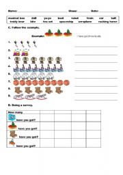 English worksheet: Toys and the verb 