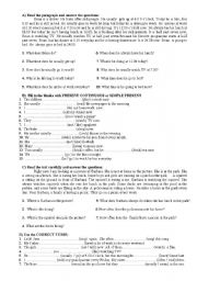 English Worksheet: simple present and present continous