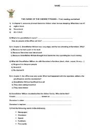 English Worksheet: first reading worksheet - THE CURSE OF THE CHEESE PYRAMID- GERONIMO STILTON