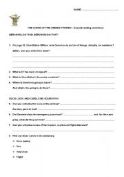 English worksheet: Second reading worksheet on the book: THE CURSE OF THE CHEESE PYRAMID - GERONIMO STILTON