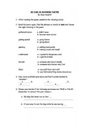 English worksheet: my dog is running faster, activities  2ndo part 