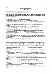 English Worksheet: cpe ecce idioms and phrases I