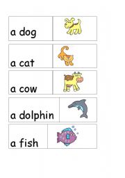 English worksheet: animal domino 