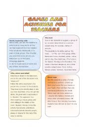 English Worksheet: GAMES AND ACTIVITIES FOR TEACHERS
