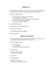 English Worksheet: Verbs +To infinitive or -ing.