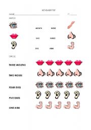 English worksheet: parts of the body