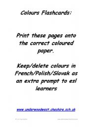 English Worksheet: Colours Flash Cards