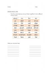 English Worksheet: make words about jobs & professions