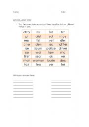 English worksheet: make words about jobs & professions