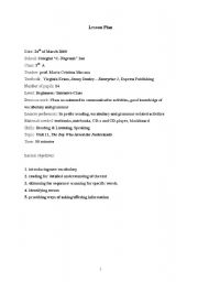 English Worksheet: Lesson Plan Enterprise 1