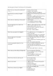 English worksheet: Secrets game-Present coninuous for future plans