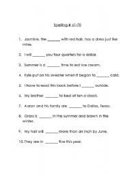 English worksheet: Spelling 