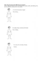 English Worksheet: Dress Tom up for different types of weather