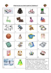 English Worksheet: what would you like to get for Christmas