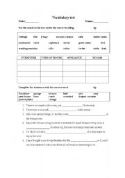 English Worksheet: Vocabulary test