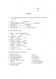 English worksheet: Test Paper