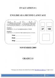 English worksheet: Evaluation - Grade 2 & 3