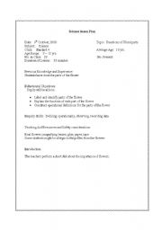 English Worksheet: Science Lesson Plan - Functions of Floral Parts