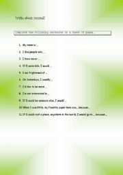 English worksheet: Write about yourself