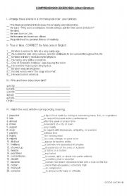 English worksheet: reading comprehension albert einstein