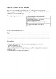 English worksheet: A year abroad 