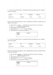 English worksheet: wheather activities