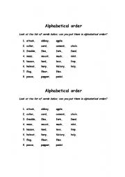 English worksheet: Alphabetical Ordering