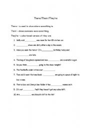 English Worksheet: There, Their and Theyre