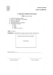 English Worksheet: Oral Presentation Outline