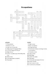 English Worksheet: Jobs/Occupations Crossword