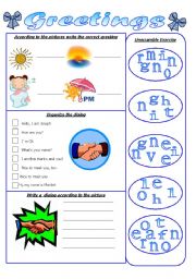 English Worksheet: GREETINGS 