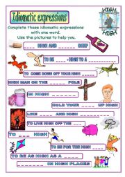 English Worksheet: Idiomatic expressions - HIGH - 