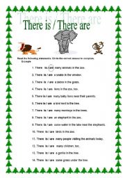 English Worksheet: there is There are