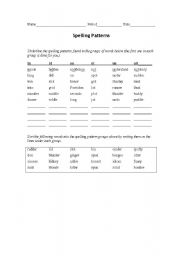 English worksheet: Spelling Patterns