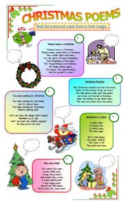 English Worksheet: CHRISTMAS POEMS