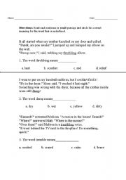 English Worksheet: Meaning of words