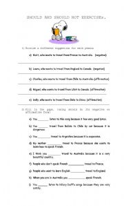 English Worksheet: should and shouldn`t